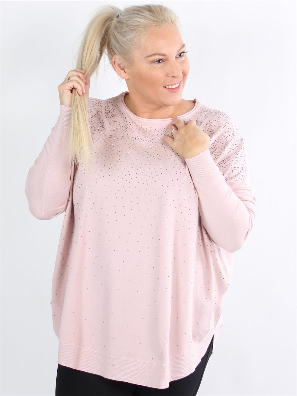 Dina - Armygrøn strik bluse med mange små similisten